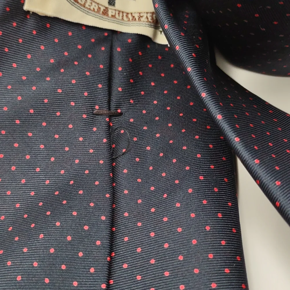 Navy Blue and Red‎ Polka Dot Tie